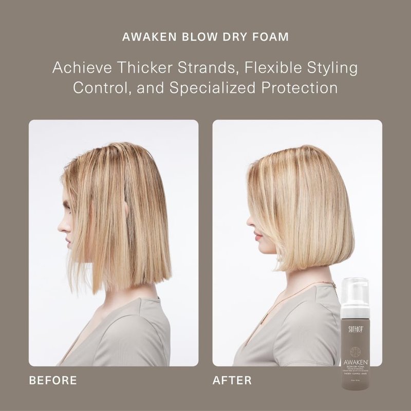 SURFACE Hair Awaken Thickening Blow Dry Foam, Protect, Strengthen Fine & Fragile Hair, 5 Fl. Oz.