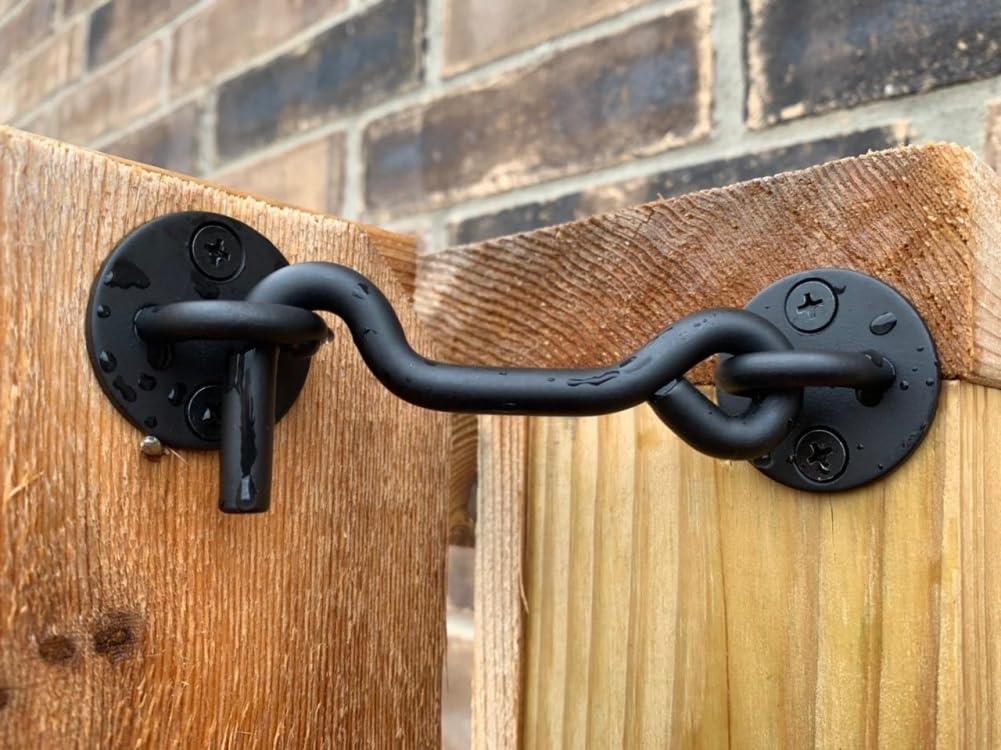 (2 Pack) Raswik 4" Privacy Hook and Eye Gate Latch Easy Lock for Sliding Barn Door, Black