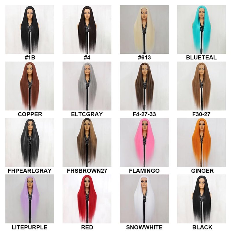 Felek Super Long Straight T Part Lace Wigs 40 Inch Long Hair 13x4x1 T Lace Front Wigs Heat Resistant Fiber Glueless Pre-Plucked Natural Hairline Lace Wig For Fashion Women/Girls (#1B