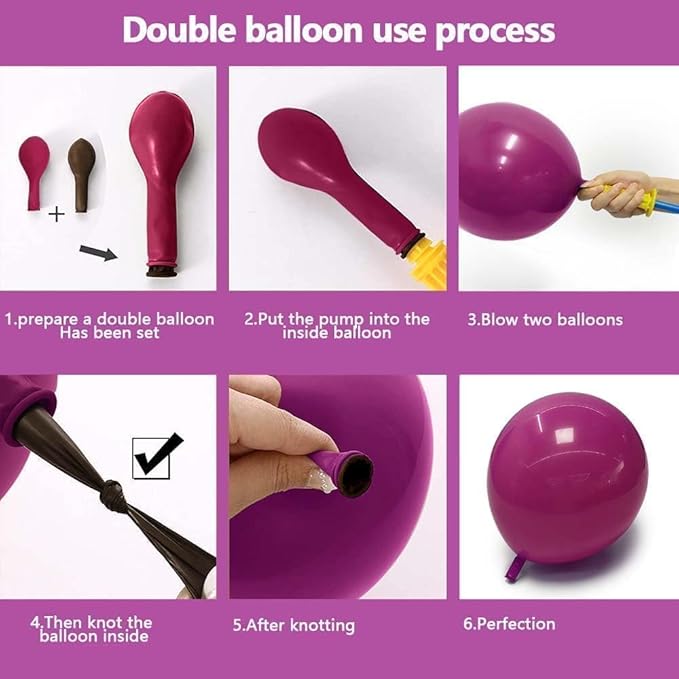 Pink Yellow Balloon Arch - Double Stuffed Hot Pink Purple Balloons Different Size Latex Magenta Balloon Garland for Happy Birthday Baby Shower Wedding Fall Mexican Party Decorations