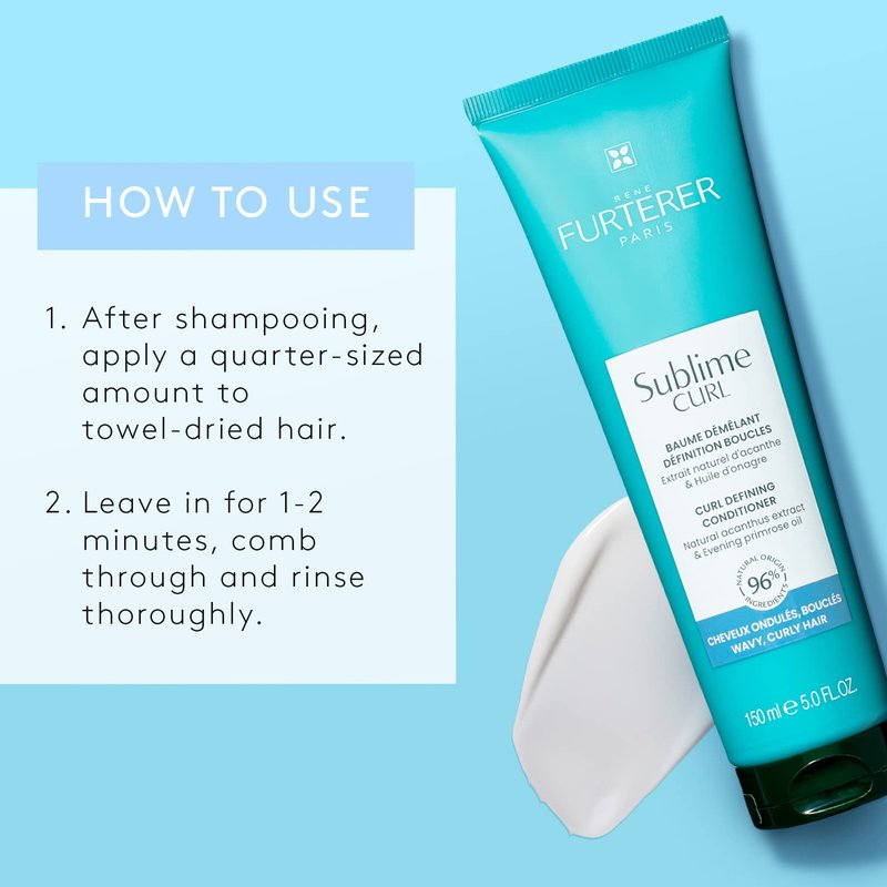 Rene Furterer SUBLIME CURL Curl Activating Conditioner, Curly Wavy Hair, Frizz Control, 5 oz.