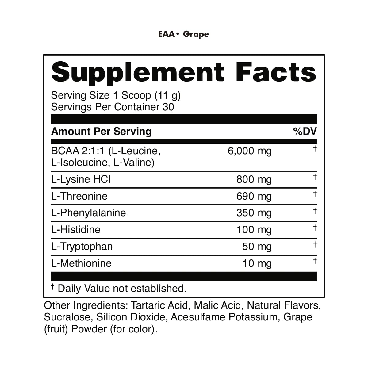Bucked Up Essential Amino Acids - EAA Powder - Easy Mix, Non Clumping Formula - for Pre/Intra Workout - Grape Flavor - 30 Servings - 11.6 oz