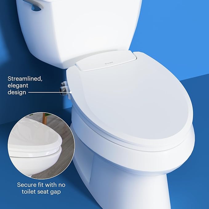 Brondell Bidet Toilet Seat Non-Electric Swash Ecoseat, Fits Elongated Toilets, White - Dual Nozzle System, Ambient Water Temperature - Bidet with Easy Installation