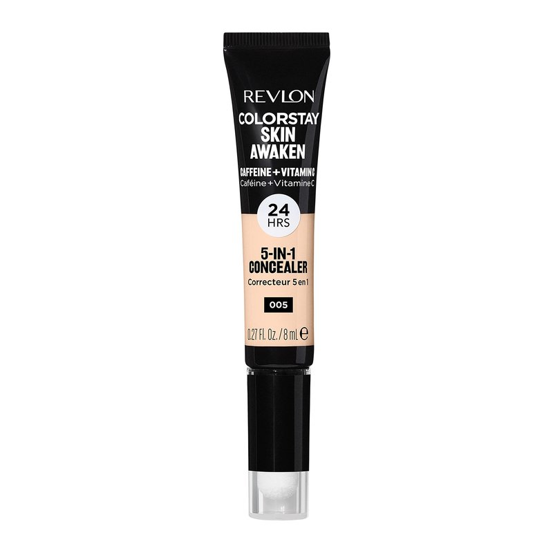 Revlon ColorStay Skin Awaken 5-in-1 Concealer, Lightweight, Creamy Longlasting Face Makeup with Caffeine & Vitamin C, For Imperfections, Dark Circles & Redness, 005 Fair, 0.27 Fl Oz
