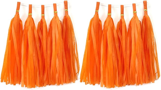 Tissue Paper Tassels Garland Banner Table Decor Party Banner Wedding Birthday Baby Shower Nursery Party Decorations (20, Dark Orange)