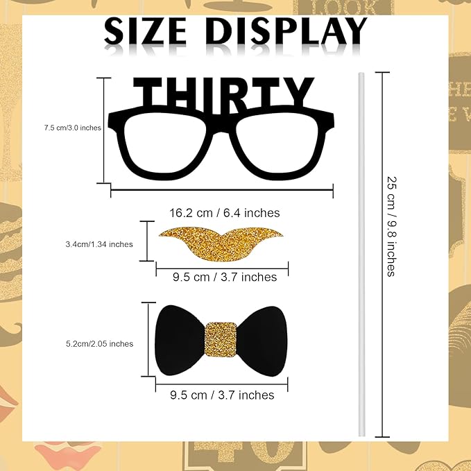 40th Birthday Photo Booth Props - 41 Pcs Black and Gold Decor, Funny Milestone Party Supplies for Men & Women, Retro 1986 Theme Selfie Station Accessories for Surprise Party, 40th Celebration Bash