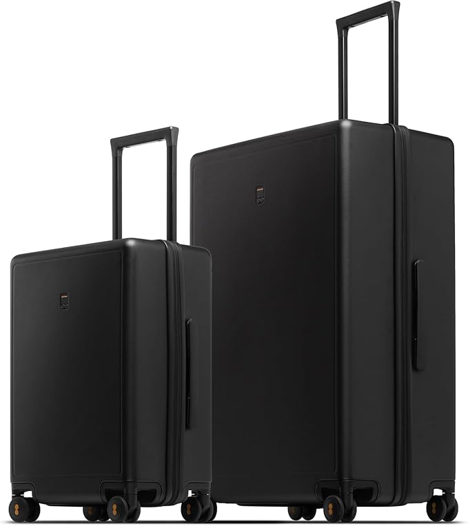 LEVEL8 Luggage Sets 2 Piece, 20/28 inch Hardshell Suitcases Sets, Lightweight Luminous Textured Hardside with Spinner Wheels, Tsa Lock, 2-Piece Set (20/28), Black