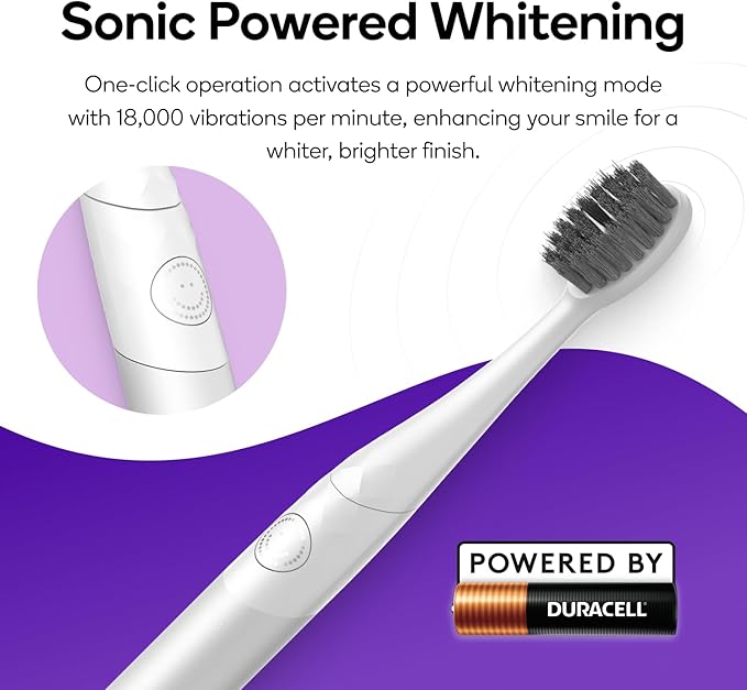 Burst Nova Toothbrush (Orange) | Sonic Powered Teeth Whitening | Super-Soft Bristles | 18000 VPM | 2 Minute Timer | Aluminum Handle | Replaceable Brush Head | Compact Size | with AAA Battery