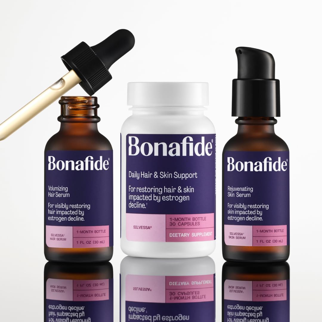 Bonafide Silvessa Strengthening Daily Hair Serum – Hormone-Free, Drug-Free Support for Hair During Menopause – 30 Day Supply (1 fl oz)