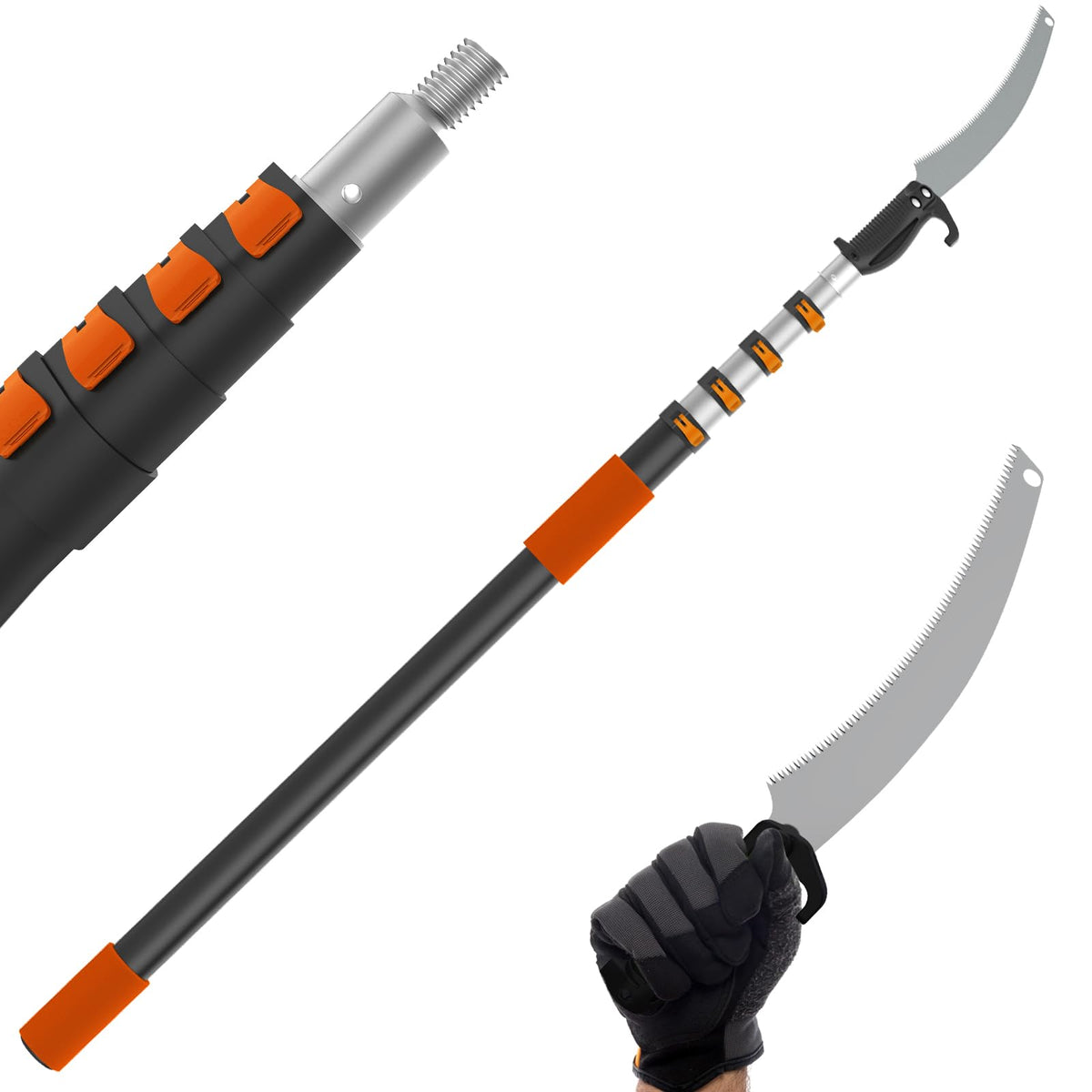 Buyplus 26FT Reach Pole Saws for Tree Trimming, Pole Saw with 5-20FT Telescoping Extension Pole, Pruning Saw with 19" 3X Detachable Saw, Non-Slip Handle, Tree Trimmer for Garden Palms Shrubs