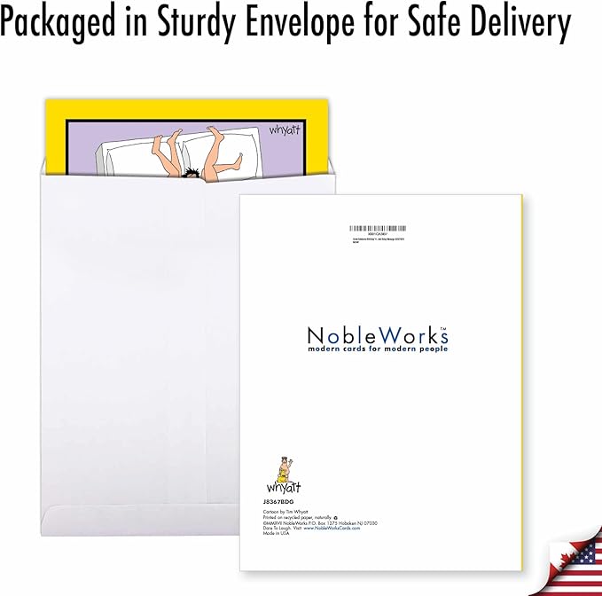 NobleWorks -1 Funny Birthday Card Inappropriate (8.5 x 11 Inch) - Humor Cartoon Bday Notecard with Envelope - Grow Sideburns J8367BDG
