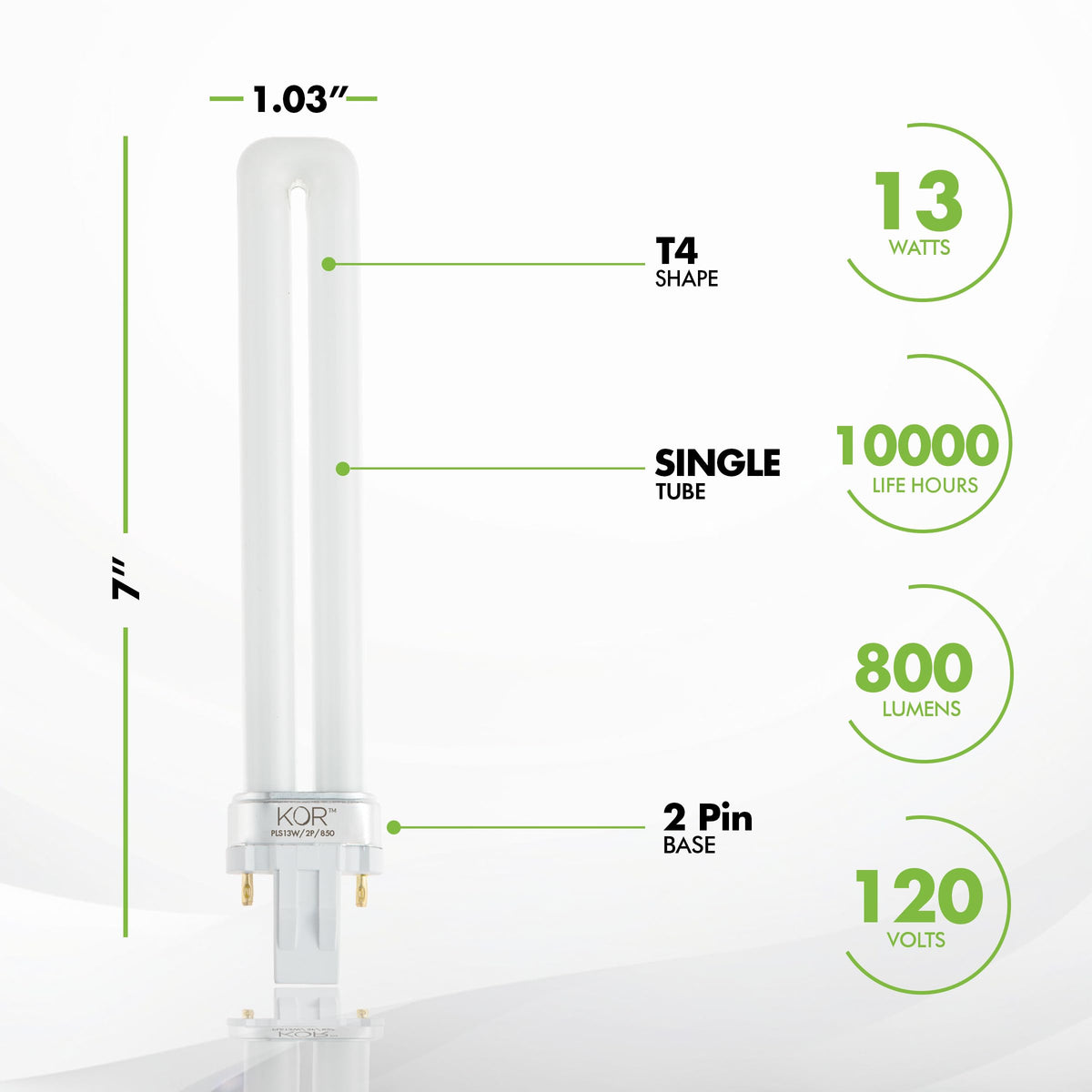 (Pack of 4) 13W CFL Light Bulbs – Single Tube, 2-Pin GX23 Base, 5000K Bright White – Compatible with Sylvania CF13DS/850, Philips PL-S 13W/850, GE F13BX/850