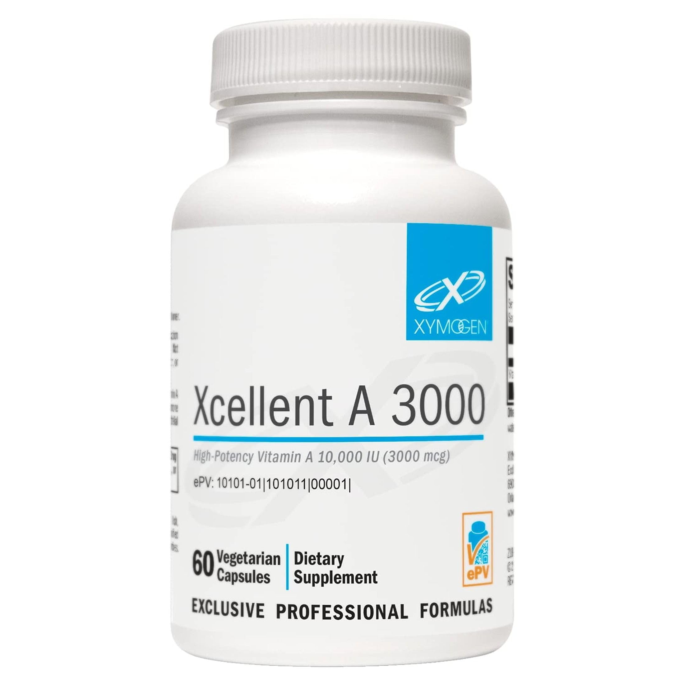 XYMOGEN Xcellent A 3000 - Supports Immune Function, Cellular Health & Mucosal Surfaces - Vitamin A as Retinyl Palmitate - Vegetarian, Non-GMO & Gluten-Free - 60 Capsules
