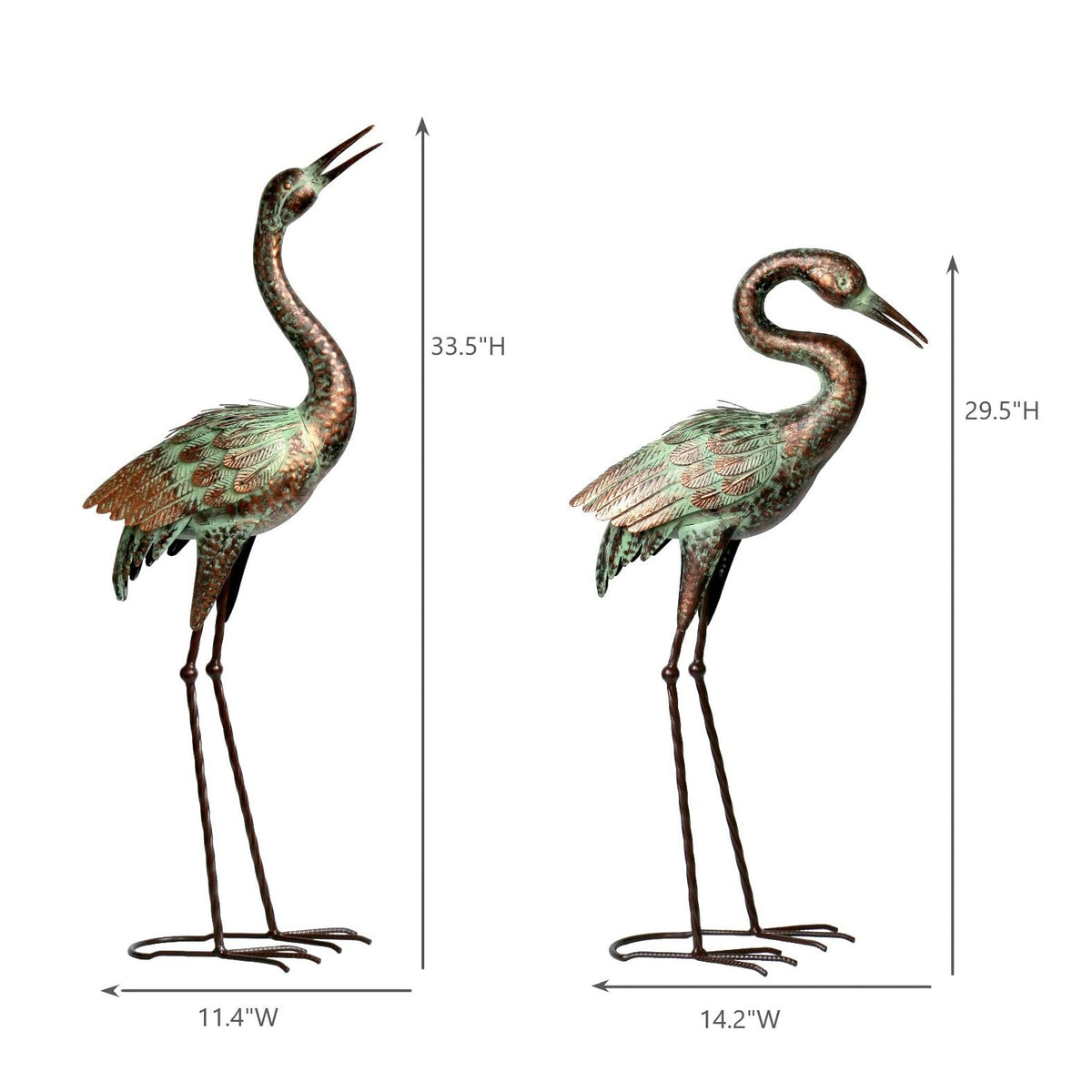 Shorayn Metal Heron Garden Statue Life-Size Crane Set Indoor Yard Decor Handmade Gift
