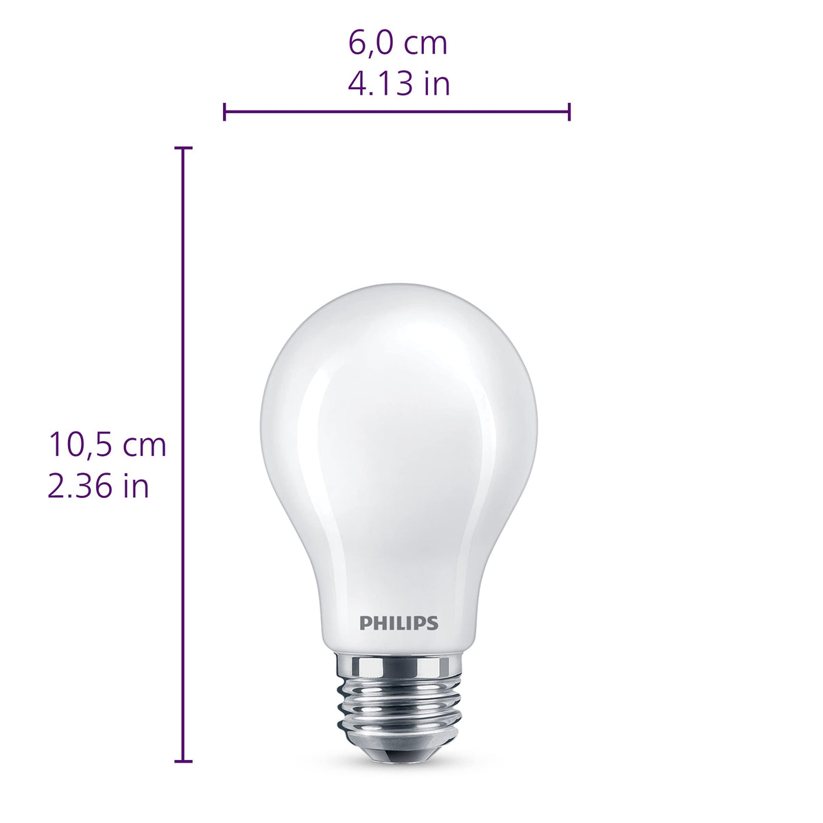 PHILIPS LED 60W A19 8-Pack Ultra Definition (2700K) 800 Lumen (8W = 60W) Dimmable Frosted Flicker-Free Light Bulbs