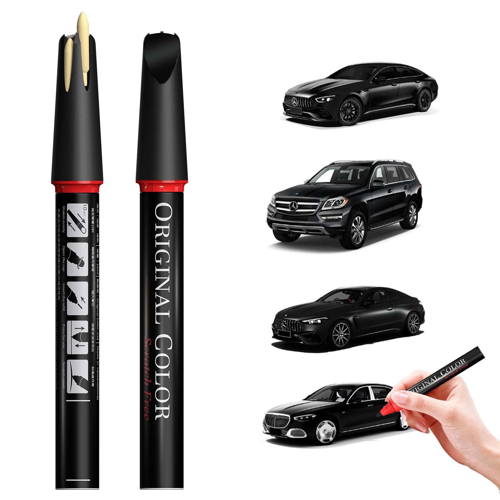 Carhoo 134/9134 Mountain Crystal White Metallic Compatible With Mercedes-Benz Exact Match Touch Up Paint Pen, Car Scratch Remove