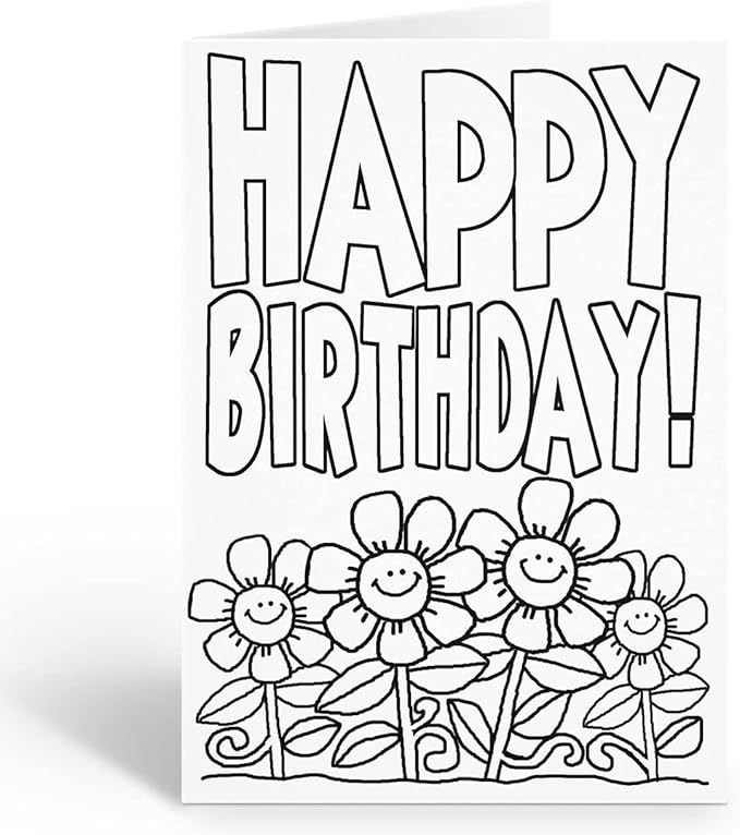 Stonehouse Collection Happy Birthday Kid Set of Coloring Greeting Cards - 12 Color-in Card and Envelopes (Assorted)