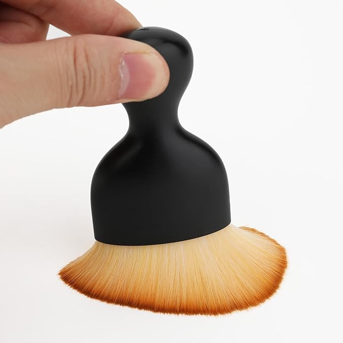 Car Detailing Brush, Soft Bristle Cleaning Brush, Scratch-Free Auto Duster Tool for Dashboard, Air Vents, Leather & Interior Cleaning (Black&Brown with Cap)