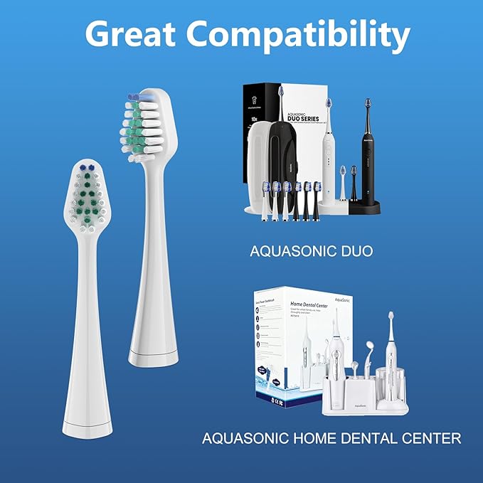 Harobey Replacement Toothbrush Heads for Waterpik Complete Care 5.0/9.0, and Compatible with AquaSonic Duo and Home Dental Center Electric Toothbruh, 10 Count(Pack of 1), White
