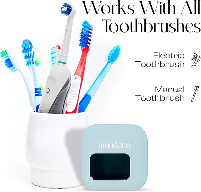 Mondano UV-C Toothbrush Sanitizer and Holder, Toothbrush Case - Manual/Electric Toothbrush Cover for Any Toothbrush Head - Rechargeable Toothbrush Travel Case, Tooth Brush Cover Cap for Home