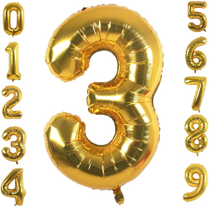 Gold Foil Balloons Number 3, 42 inch