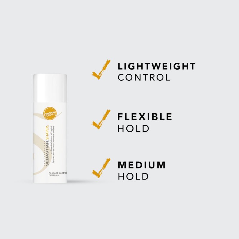 Sebastian Professional Shaper, Classic 80% VOC, Humidity-Resistant, Medium to Strong Hold, 24-Hour Control, Travel Size, Mini Hairspray, 1.5oz