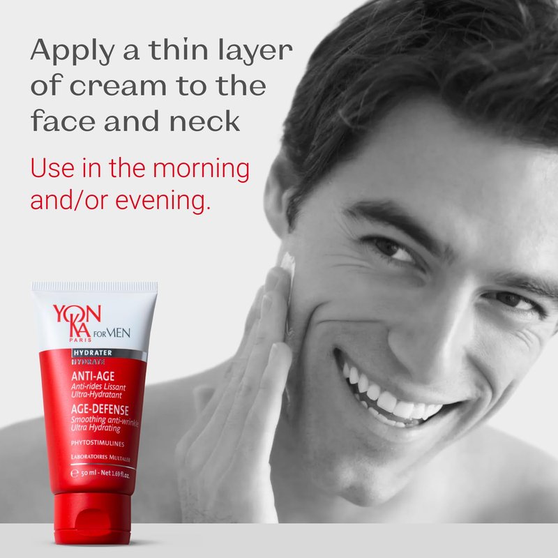 Yon-Ka Mens Age Defense Moisturizer | Anti-Aging Daily Face Lotion for Dry and Mature Skin | Prevent Wrinkles with Nutrient Rich Creme | 1.69 fl oz