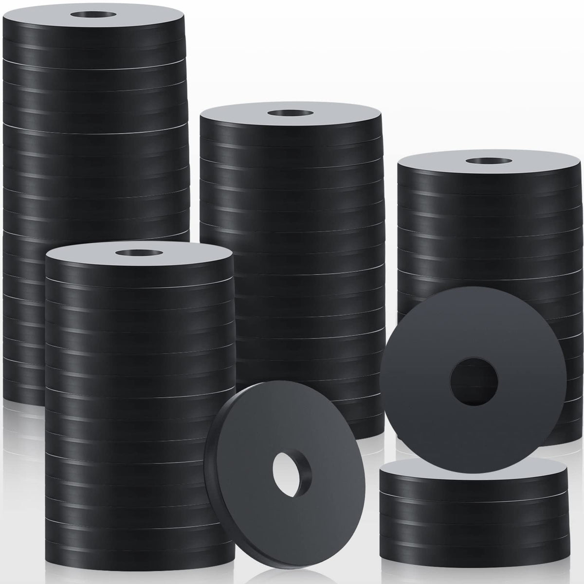 100 Pieces Rubber Washer Heavy Duty Abrasion Resistant Rubber, 1 Od x 1/4 ID x 1/8 Thickness Flat Washer Flat Grommets for Bolts Spacers, Vibration Suppression