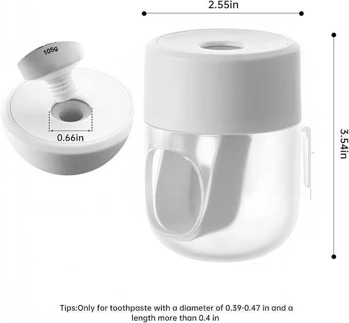Toothpaste Dispenser, Wall Mounted Automatic Toothpaste Squeezer for Kids and Adults, with Strong Adhesive Sticky Hook, Labor Saving Bathroom Toothpaste Dispenser, White