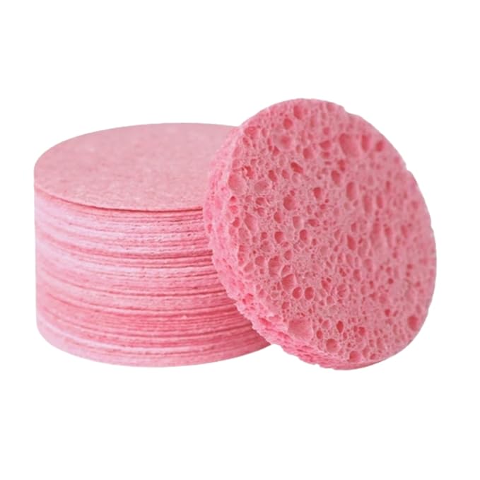 100 Pack 3 inch Compressed Facial Sponges, Gentle Exfoliating and Makeup Remover, Reusable and Soft ，(round 3inch)