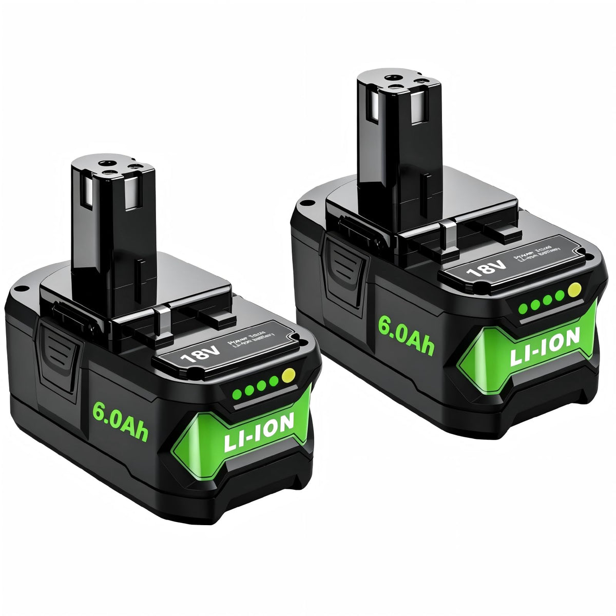 Cheerlark Upgrade 2 Pack 6.0Ah High Capacity Replacement for Ryobi 18V Battery P108 P104 P105 P102 P103 P122 P109 Li-ION Compatible with Ryobi 18V ONE+ System Cordless Power Tools and Charger
