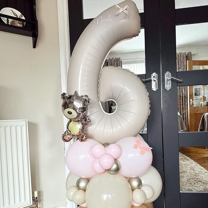 80th Birthday Balloons Cream for Women, 40 Inch Giant Beige Foil Number 80 Balloons Self Inflating, Ivory White Sand Digit 8 & 0 Helium Balloons for Men 80th Anniversary Party Decorations Supplies