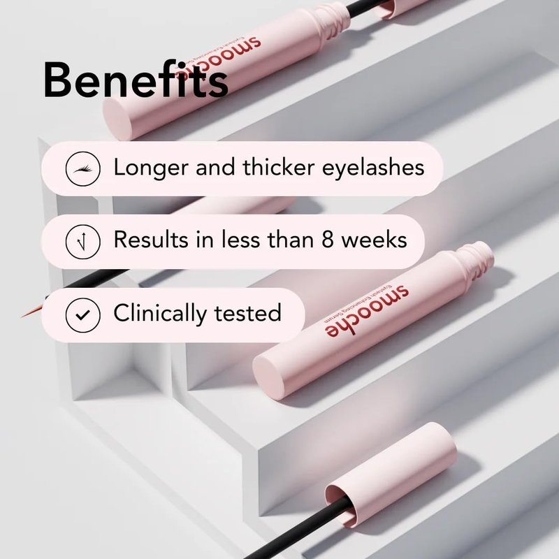 Smooche Eyelash Growth Serum – Clinically Tested for Longer, Thicker Lashes in 8 Weeks – Vegan, Hormone-Free & Cruelty-Free Lash Enhancer