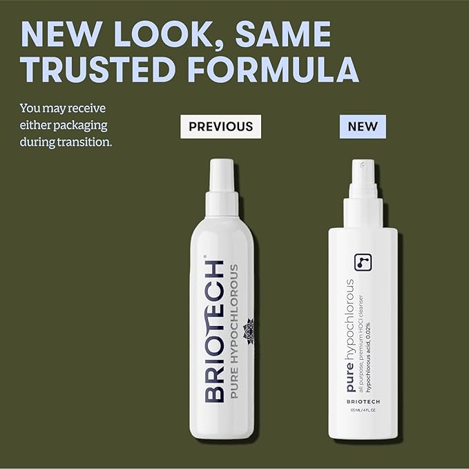 BRIOTECH Pure Hypochlorous Acid Spray and Cleanser, Original Premium HOCl Topical Solution, Multi-Purpose Cleaner, Family Approved & Pet Friendly, 8 fl oz (2 Pack)