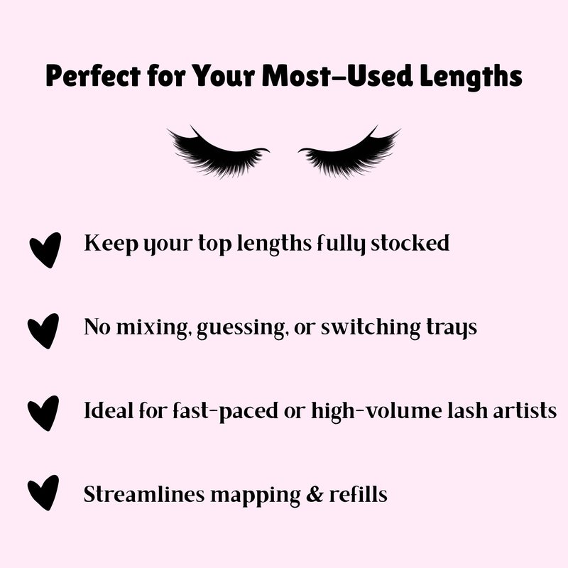 New Lengths Lash Co. Single Lengths Tays - D Curl, Ultra Black, (14mm / 0.20mm), 16 Rows, Professional Use, Classic and Volume Eyelash Extensions
