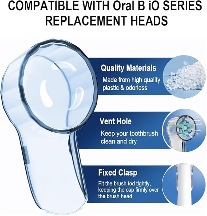6 Pack Toothbrush Covers for Oral B iO Replacement Heads, Toothbrush Cover Caps for Oral B Pro1000 Electric Toothbrush Head，iO Toothbrush Head Cover for Travel & Home (Blue+Pink)