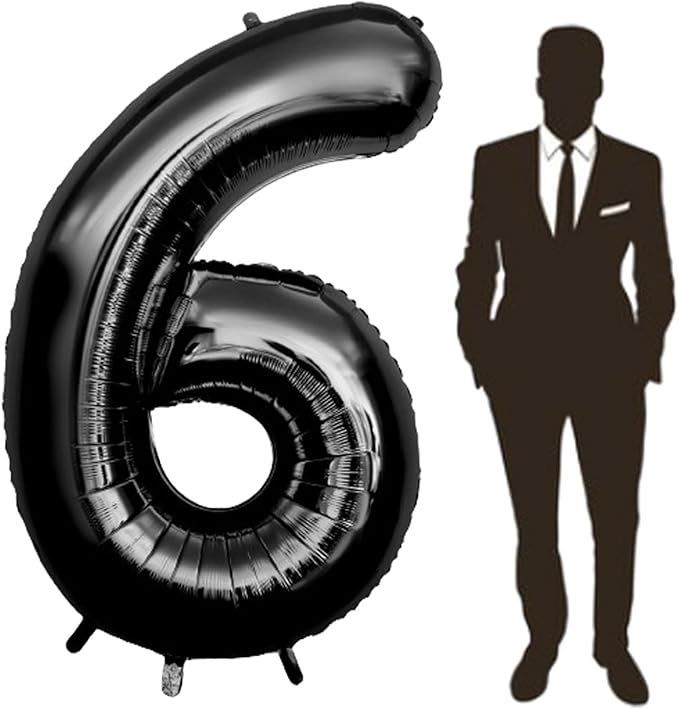60 Inch Black Number Balloon Large Foil Number Balloons With Base，0-9 Big Number Balloons for Birthday Party Supplies Decorations