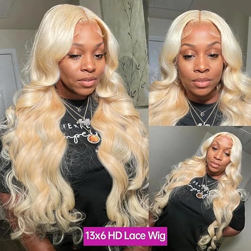 613 13x6 Lace Front Wig Human Hair Body Wave Blonde Wig Human Hair 613 HD Transparent Lace Frontal Wigs Human Hair Pre Plucked Blonde Human Hair Wig 20 Inch