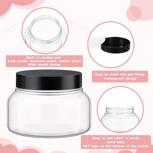 Bokon 96 Pieces 8 oz Plastic Jars with Lids Travel Clear Plastic Cosmetic Containers Refillable Round Lotion Container for Lotion Cream Ointments Makeup Eye Shadow Body Butter
