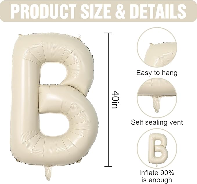Cream OH BABY Balloons,40 Inch Letter Oh Baby Balloon Banner Beige for Baby Shower Gender Reveal Backdrop Party Decorations