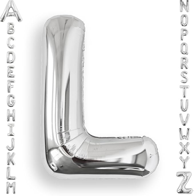 AULE 40 Inch Big Letter Balloon Silver L Large Foil Helium Alphabet Balloons A-Z for Birthday Anniversary Graduation New Year Party Decoration Supplies