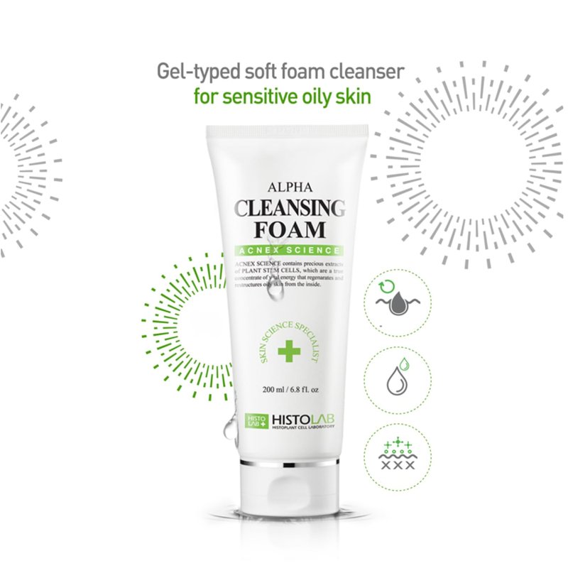 HISTOLAB Alpha Cleansing Foam (6.8 Fl. Oz) | Facial Cleanser for Oily and Acne-Prone Skin