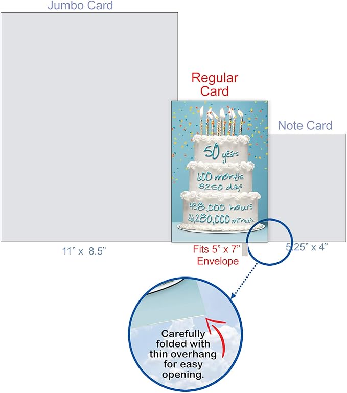 NobleWorks - 50th Funny Card for Birthday - Milestone Bday of 50 Years, Celebrate and Congrats Notecard with Envelope - Year Time Count 50 C9092MBG
