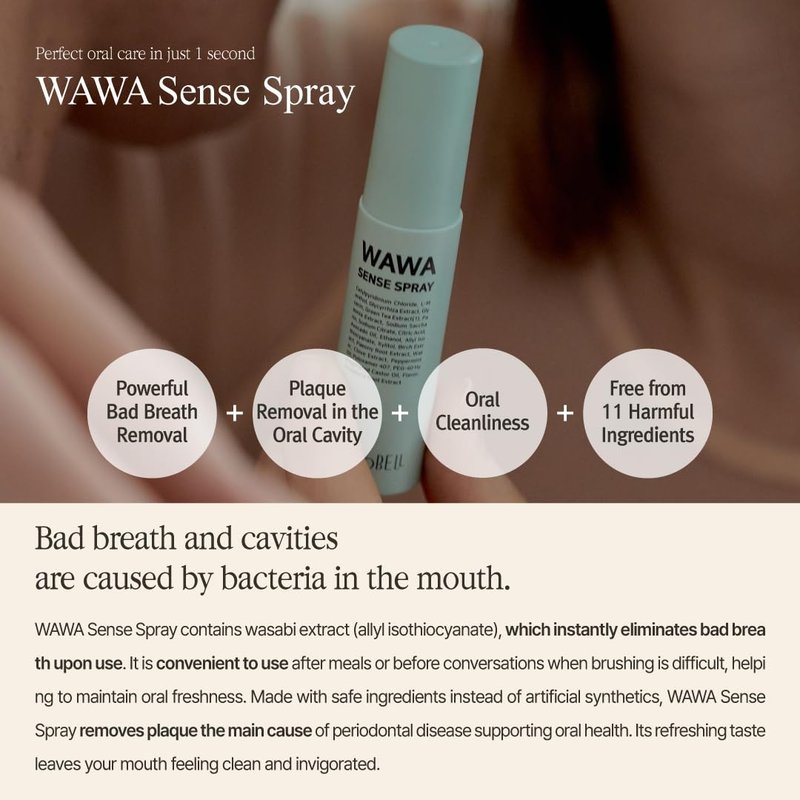 ROROBELL Wawa Sense Spray Oral Care Mouth Freshener Fights Bad breath ((1/3 Fl Oz (Pack of 5)))