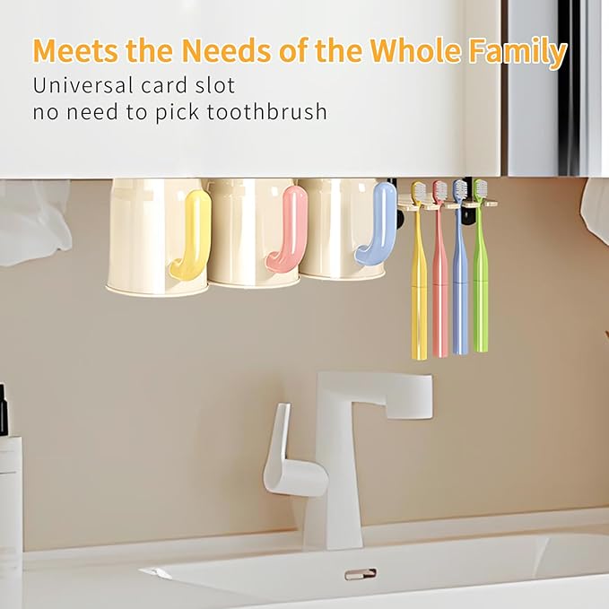 Inverted Magnetic Toothbrush Holder for Bathroom, Upside Down Toothbrush Cup Holder, with 2/3 Toothbrush Cups, No-Drill, Under-Cabinet Space-Saving, not Include Toothbrush (Three Cup)
