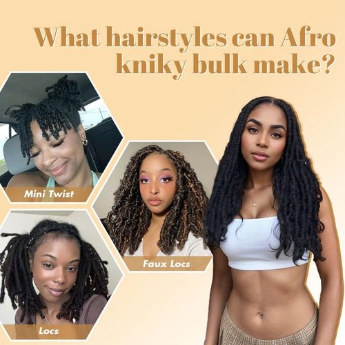 Afro Kinkys Bulk Human Hair, 22 inch 50 Gram 4c Curly Hair for Permanent Sister Locs/Mini Twists/Braids Can Dye and Bleach (Natural Black, 22 Inch)