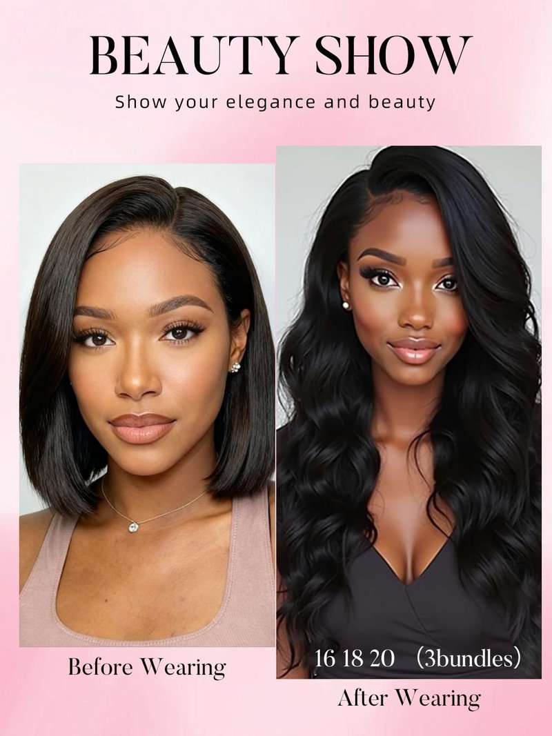 PerisModa Body Wave Bundles Human Hair 18 Inch 1PC 100% Human Hair Bundles Unprocessed Brazilian Virgin Hair Bundle 12A Body Wave Human Hair Extensions Natural Black