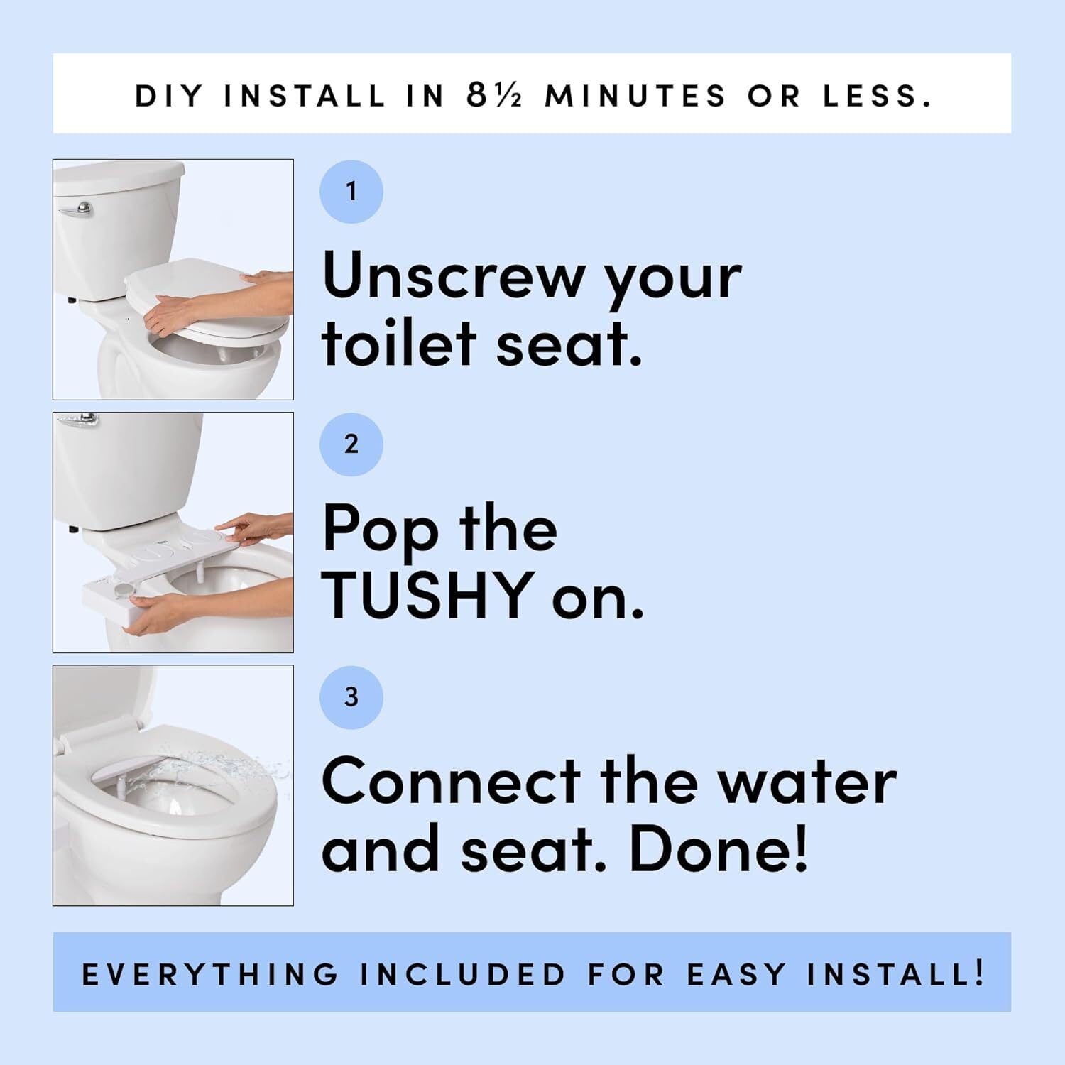 TUSHY Fresh Ultra-Slim Starter Bidet Attachment for Toilet | Non-Electric, Adjustable Water Pressure, Cool Water Rear Wash, Self-Cleaning | Fits Elongated & Round Toilets, Easy 10 Min Install, Bamboo