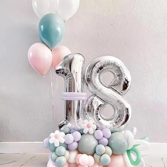 40 inch Silver Number Balloon Giant Foil Helium Balloons Silver Number 0 Balloon for Birthday Party Anniversary Decorations Supplies