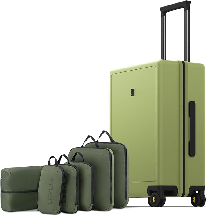 LEVEL8 Carry on Luggage Airline Approved, Small Carry on Suitcases with Wheels, Lightweight Hardside Textured Luggage for Travel, Tsa Approved, 20-Inch, Pickle Green